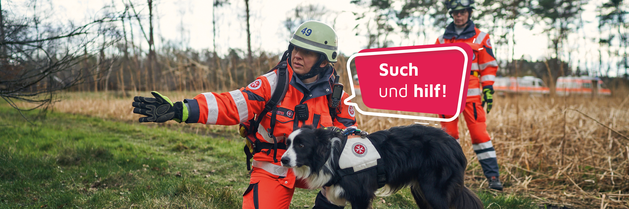 Die Johanniter Rettungshundestaffel bei der Arbeit.