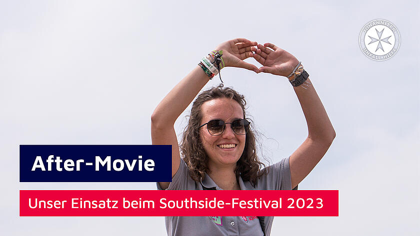 Titelbild Aftermovie Southside: Johanniterin formt mit den Händen ein Herz