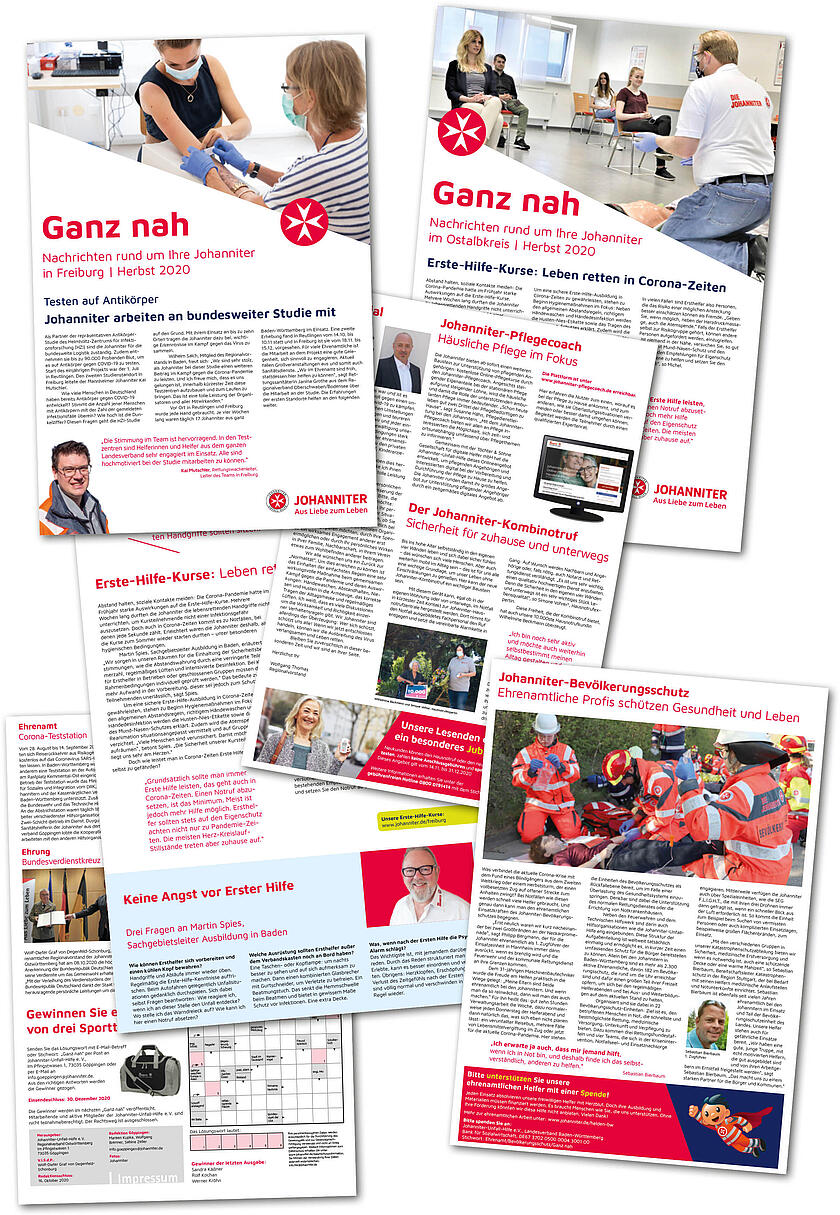 Titelblätter der Johanniter-Zeitschrift Ganz nah. 